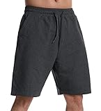 Men's Lounge Shorts with Deep Pockets Loose-fit Jersey Shorts for Running,Workout,Training, Basketball (Dark Grey, Large)