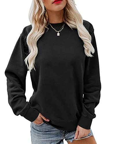 Image of Women's Fall Long Sleeve Pullover Tops Casual Round Neck Sweatshirt