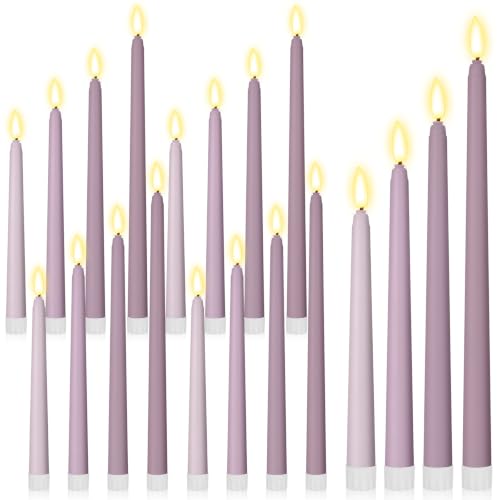 Image of Rossesay 24 Pcs Flameless LED Taper Candles Battery Operated Candles 8.5 inch, 9.65 inch, 10.8 inch, 12.8 inch Flameless Candlesticks Flickering for Christmas Church Wedding(Classic, Purple-B)