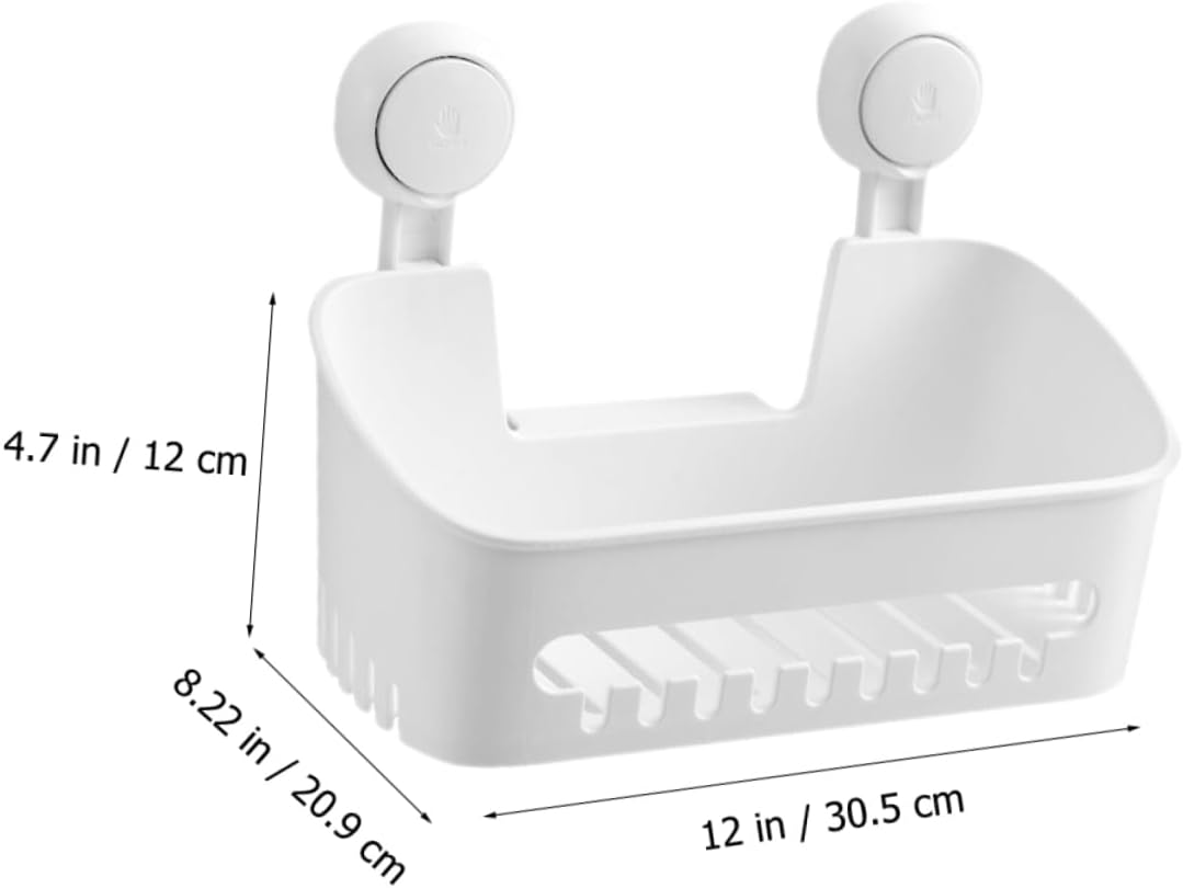 Amosfun Suction Cup Storage Organizer for Bathroom and Kitchen Wall-mounted Shower Rack Easy Installation Space-saving Design No Damage to Walls Strong Load Capacity White Color