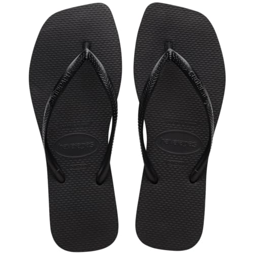 Havaianas Women Slim Square Sandal - Classic Square Toe Sandals - Black, 9/10 W