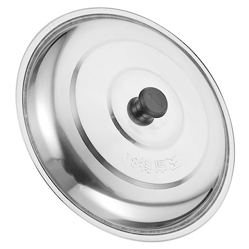 DECHOUS Stainless Steel Pot Lid Round Griddle Metal Cooking Utensils Container for Food Frying Pot Replacement Cover Cooker Pot Handle Lid 14 Inch Skillet Lid Round Pan Cover