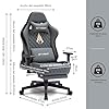 Symino Chaise Gamer Ergonomique - Fauteuil de Bureau avec Repose-Pieds Télescopique, Support Lombaire et Hauteur Réglable - 200kg (Simili Cuir Grey)