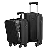 BOBOYM Juego de maletas rígidas de policarbonato de apertura superior con rueda giratoria TSA, negro#, two_Size
