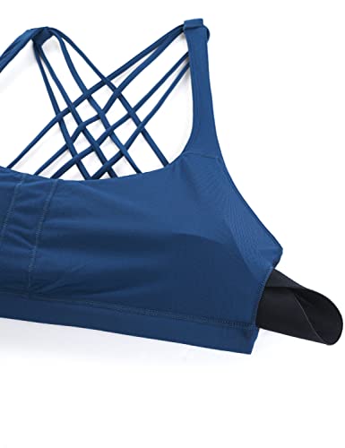 Image of CRZ YOGA Naked Feeling Strappy Sports Bras for Women - Criss Cross Back Wireless Padded Cami Yoga Workout Top