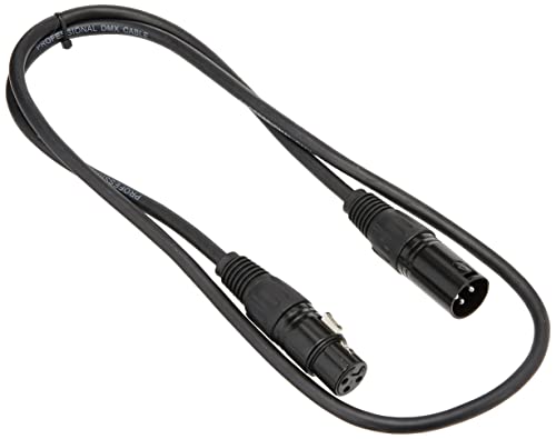 PULSE PLS00265 DMX Lead – 3‑Pin XLR Male to Female, 1 m, Black
