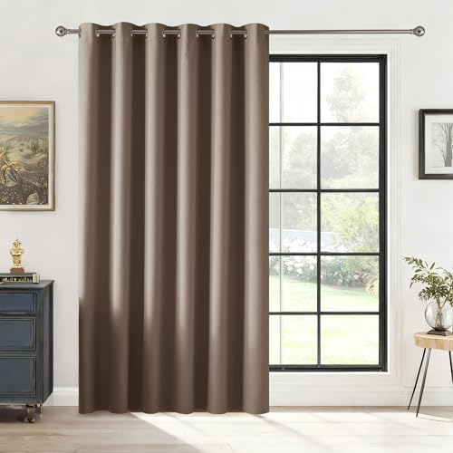 Image of RYB HOME Blackout Thermal Insulated Curtains, Portable Curtain for Sliding Glass Door /Storage /Space Room Divider, Large Window Treatment Room Divider Panel, W80 x L84, Cappuccino, 1 Panel