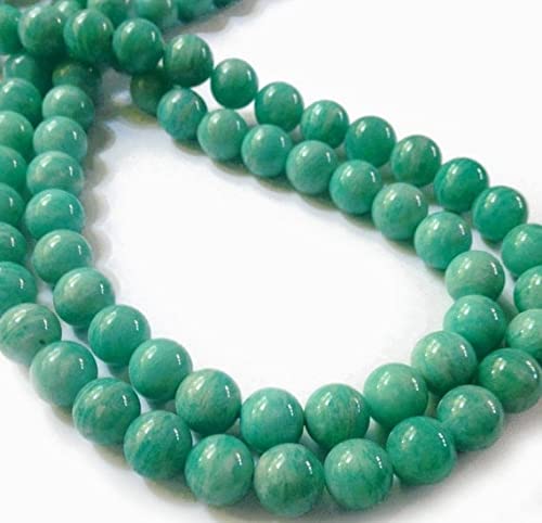 Perles rondes lisses en amazonite naturelle du Brésil qualité LKBEADS 10mm