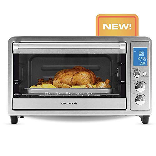 Viante Small Compact Convection Toaster Oven | Bakes, Broils, Toasts, Defrosts, Cooks Pizza