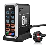 660W USB C Charging Station, 10 in 1 GaN Charger, Multi Port USB Charging Hub with 6 USB-C & 4 USB-A Ports, Fast Charger Station Compatible with Phone, Galaxy, Laptop & More
