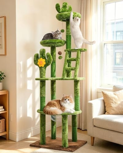 Rascador para gatos grande con forma de cactus de 72 pulgadas
