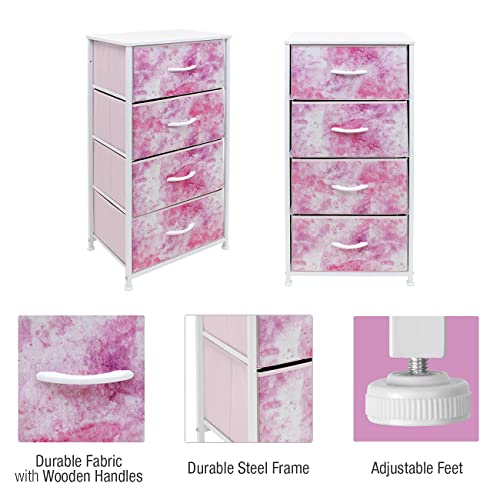 Sorbus Dresser Storage Tower, Organizer Drawers For Closet Boys & Girls Bedroom, Bedside Furniture, Chest For Home, College Dorm, Steel Frame, Wood Top, Tie-Dye Fabric Bins(4-Drawer, Pink) #TOP5