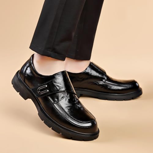 Men's Classic Slip - on Genuine Cowhide Leather Penny Loafers, Ideal for Business - Casual Work and Daily Office Wear (black1524,8.5)4