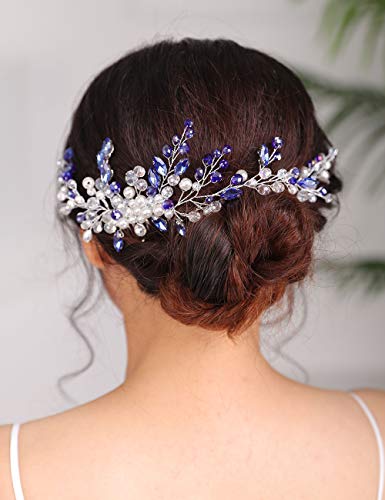 Peine para cabello vintage de cristal azul miniatura 2