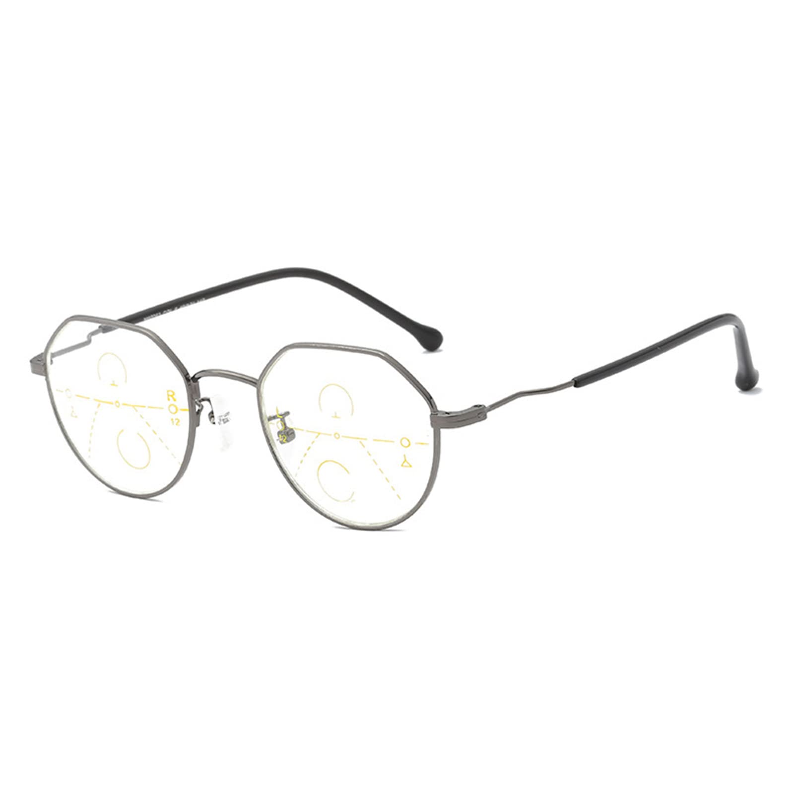 Męskie ultralekkie okulary do czytania Progressive Multifocus Retro Nieregularna rama Czytelnik w podeszłym wieku z elastycznym zawiasem + 1.0 do + 3.0, Black-+1.50