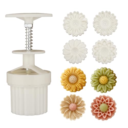 Chinesische Set aus Formen für Mondkuchen， Mondkuchenform mit 4 Ausstechformen mit einstellbarer，DIY Mond Kuchen Pressformen (Z)