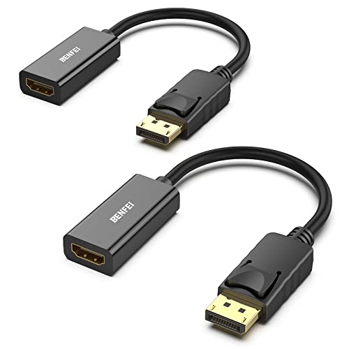 BENFEI 4K DisplayPort auf HDMI Adapter, 2 Stück Unidirektionaler DP Quelle zu HDMI Display VerbindungsAdapter Kompatibel für Laptop PC Monitor TV Projektor