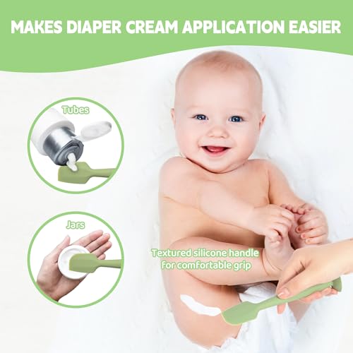 Image of Butt Spatula Baby Diaper Cream spatula 3 Pcs with 3 Storage case,Soft Silicone Diaper Cream Applicator Bum Butt Paste spatulas Brush with Suction Base,Large diaper Rash cream Applicator
