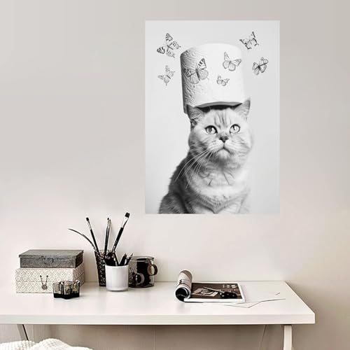 Décoration d'impression d'image de chat WODJEM toile encadrée premium - 2