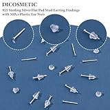 DICOSMETIC 20 Pairs 925 Sterling Silver Earrings Posts Flat Pad Earring Studs 2mm Silver Earring Pads Blanks Earring Pin with 50Pcs Ear Nuts and 1Pc Polishing Cloth for Jewelry Making - Image 4