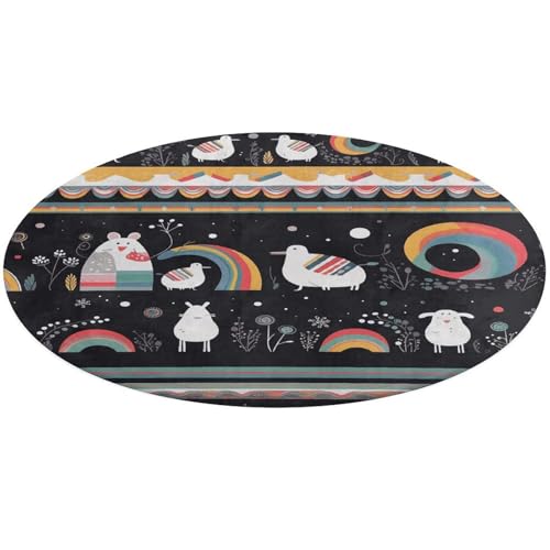 Tapis de bureau rond Noël antidérapant et confortable d'hiver - 2