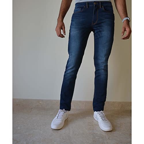 Image of Tall Men's Jeans. Canon. Blue Tinge. 38l Tapered Fit Jeans. 38 Inseam | 38 Length. 38L Extra Long Jeans for Tall Men 6 ft 7 & Above