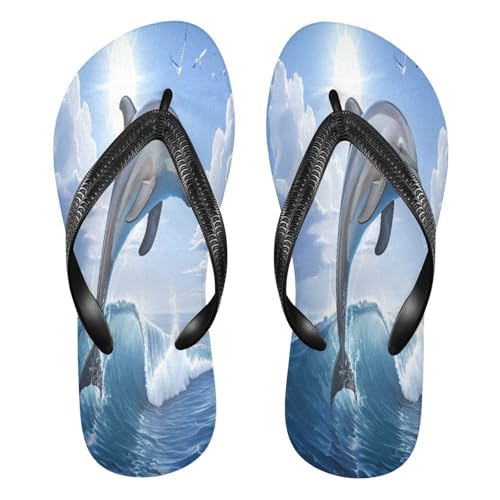 STAYTOP Jumping Dolphins Flip Flops Sandals of Men's & Women's,Sandals Beach Slippers Shower Slides