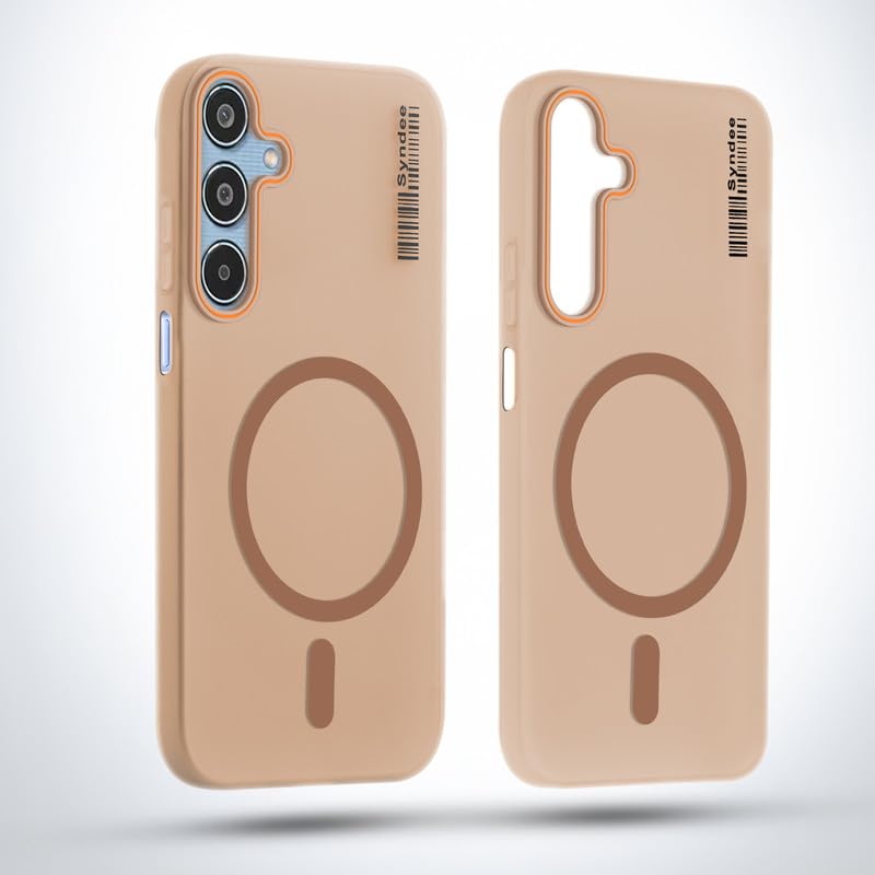 Image of Mr. Case Back Cover for Samsung M35 5G Sleek Frosted Translucent Back Only Compatible with Wireless Magnetic Accessories | Anti-Scratch Shockproof Phone Case - Brown