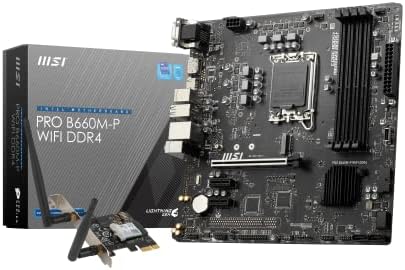 MSI PRO B660-A DDR4 Motherboard, ATX - Supports Intel 12th Gen Core Processors, LGA 1700 - DDR4 Memory Boost 4800+MHz/OC, PCIe 4.0 x16 Slot, 2 x M.2 Gen4 Slots, 2.5G LAN