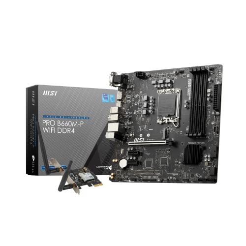 MSI PRO B660M-P WiFi DDR4 Motherboard, Micro-ATX - Unterstützt Intel 12. Generation Core Prozessoren, LGA 1700 - DDR4 Memory Boost 4600 + MHz/OC, PCIe 4.0 x16 Steckplatz, 1 x M.2 Gen4/3