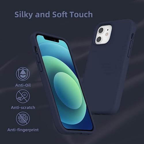 Image of UNIGEN Premium Silicone iPhone 12 Case Soft, Flexible TPU Cover Slim Matte Finish with Anti-Scratch & Non-Slip Protection for iPhone Compatible with (12-Blue)