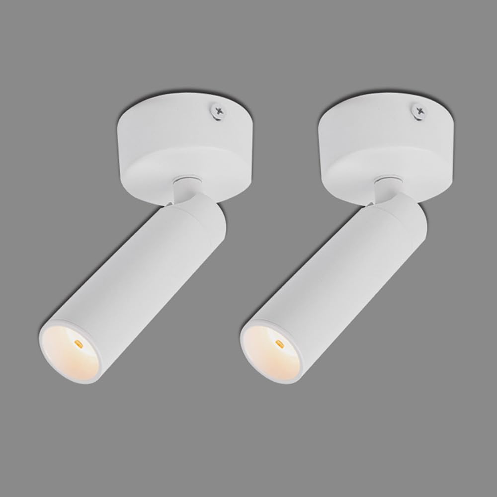Klobvtt LED Spotlight Set Of 2 Adjustable Spot Lamp Directional Ceiling Mount Light Fixture Surface Mount Accent Spotlights 355° Rotation Gallery Picture Lighting 24° Beam Angle