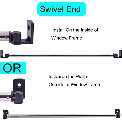 Yyst Type A Self Adhesive Curtain Rod No Drilling Cupboard Bars Petite Café Self Adhesive Window Curtain Rod Cafe Sidelight Sash Rods 16" - 28" (Black-2) #TOP4