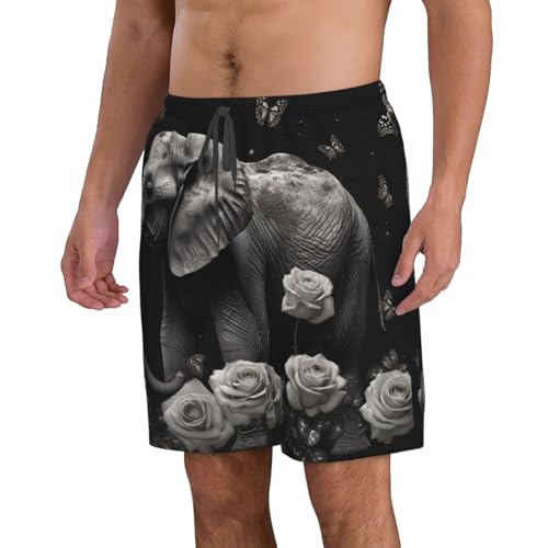 Men's Swim Trunks Elephant and Butterfly Quick Dry Board Shorts Mens Bathing Suit Beach Swimwear with Pockets4