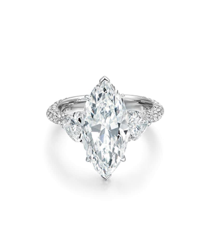 ISAAC WOLF 3.24 Carat Moissanite Ring For Women 10k Gold Rings Marquise Cut Hearts Cut Sides