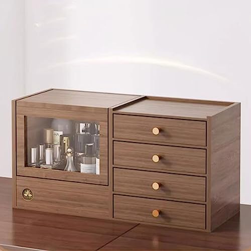 Boîte de maquillage en bois massif robuste à 4 tiroirs secrets - 4