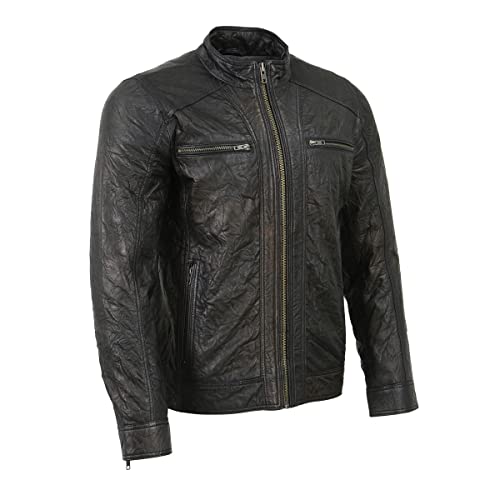 Image of Milwaukee Leather SFM1861 Men's Two-Tone Leather Jacket with Front Zipper Closure