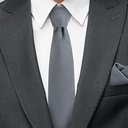 Boys Charcoal Grey Tie Pocket Square Set Suitable for Teenagers Weddings School Graduation Ceremony Comes with Gift Box3