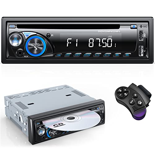 Chismos 9V-24V Car Stereo Radio Bluetooth with CD DVD Player,1DIN RDS/FM/AM Car Radio Bluetooth Handsfree 7 Colors MP3 Player with 2 USB/SD/AUX(Multi-coloured)