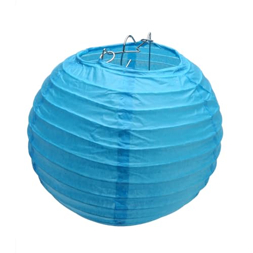 Lanternes en papier chinois réutilisables et faciles à assembler bleu - 7
