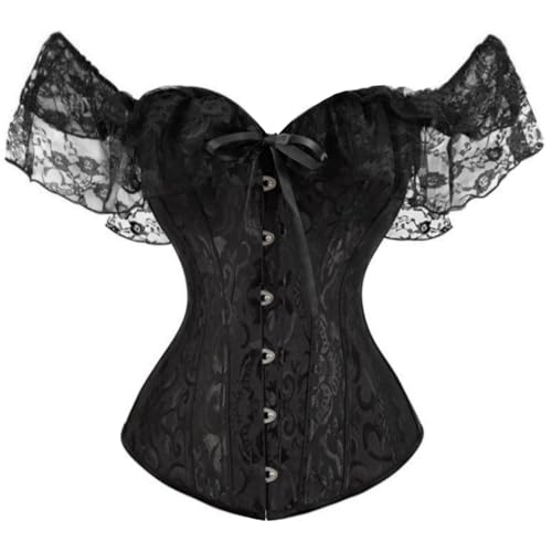 Corset top pour femmes style victorien en jacquard et dentelle