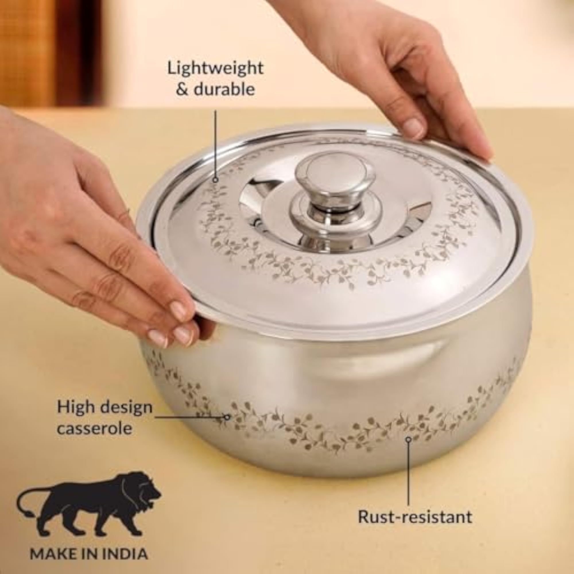 Stainless Steel Insulated Casserole with Lid, 3000 ml