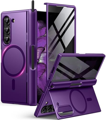 BERFY for Samsung Galaxy Z Fold 6 Case, Privacy Screen Protector, Purple