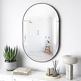 SUNSLASH Oval Bathroom Mirror Capsule Wall Vanity Mirror, 30"x20" Pill Mirrors Wall Mounted Mirror,