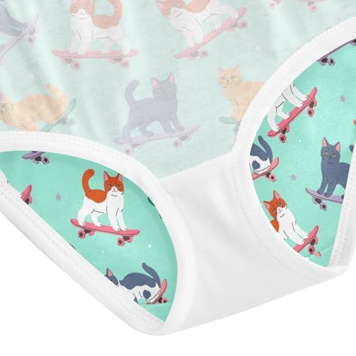 Girls' Underwear Skateboard Cat Cotton Stretch Comfort Toddler Panties 5
