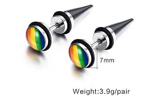 Tomsunlight Titanium Stainless Steel Gay Pride Unisex Mens Womens Lesbian Rainbow Stud Earrings #TOP1