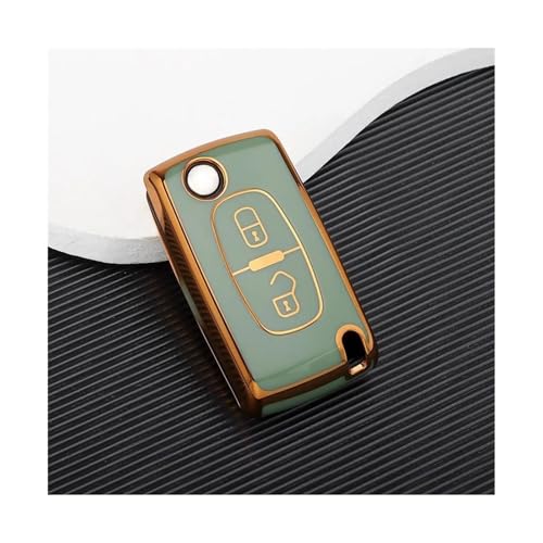 Coque de clé TPU Xsara Picasso boîtier clé voiture Citroën C5 C6 C8 vert 2 boutons