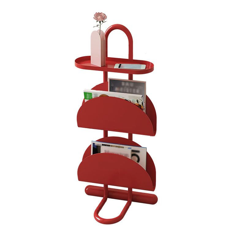 Estantería estrecha de metal con diseño compacto y elegante rojo
