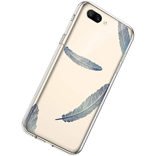 Herbests Cover Case compatible con Huawei Honor 10 Custodia Silicone Trasparente Cover Slim Soft Back Case Belle Colorate Dipinto Custodia Crystal Clear TPU Silicone Cover,Piuma