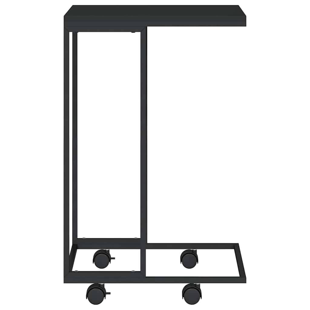 Mesa auxiliar con ruedas, color negro, 40 x 30 x 63,5 cm, diseño C, de madera y hierro, mesa baja moderna, pequeña, ahorra espacio y resistente, para salón, dormitorio, oficina